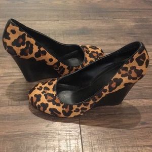 BCBGeneration leopard wedges.  Only worn once!